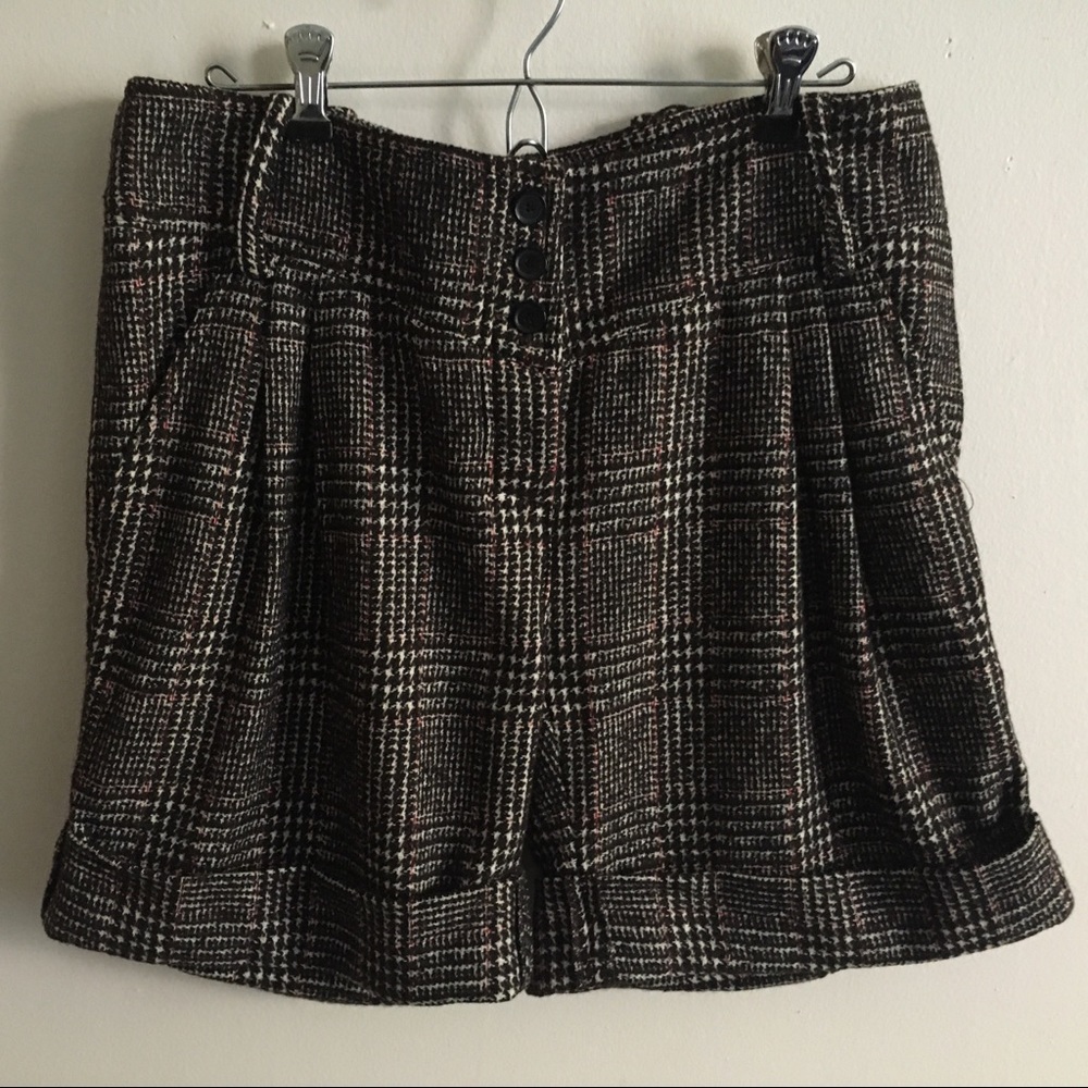 Patrizia Pepe Wool Cotton Plaid Check Tartan Short